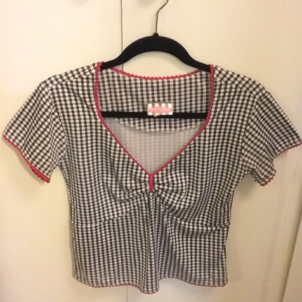 Pin Up Girl! Black and white gingham top